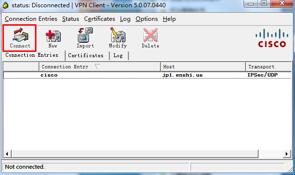 Windows下使用Cisco官方客户端连接Cisco IPsec VPN
